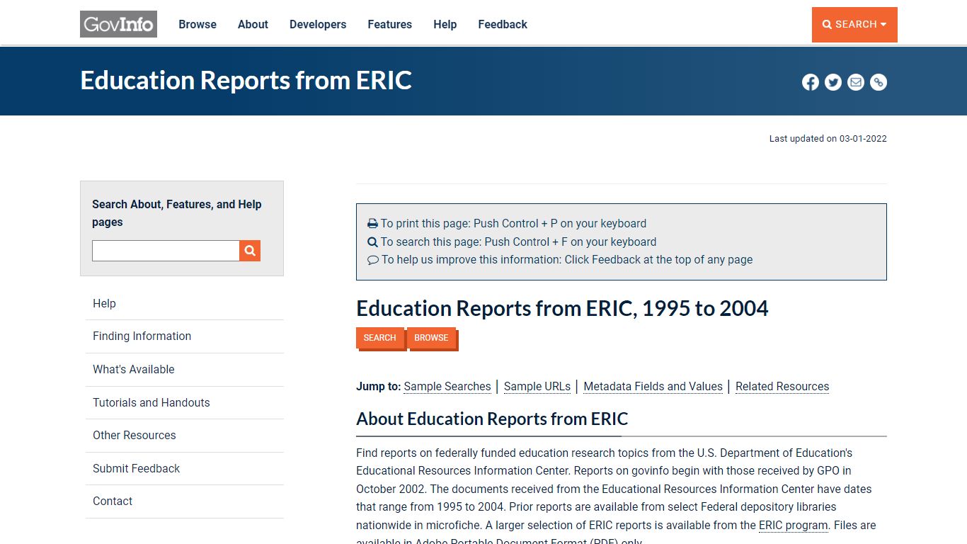 Education Reports from ERIC | govinfo.gov